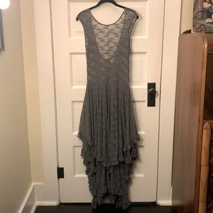 🌚 Free People French Courtship slip lace dress gray maxi dress witchy goth rave